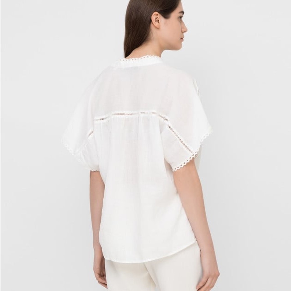 Les Coyotes De Paris Size 34 Ella White Blouse With Lace Inserts - Picture 3 of 9